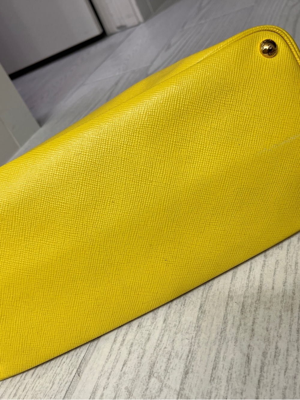 Prada Saffiano Leather Yellow Double Handle Tote - Picture 6 of 9